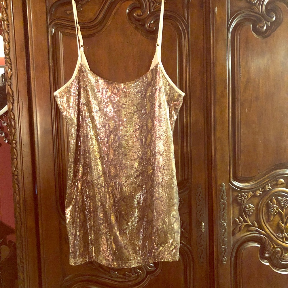 NWT Buckle Sequin Tank Top
